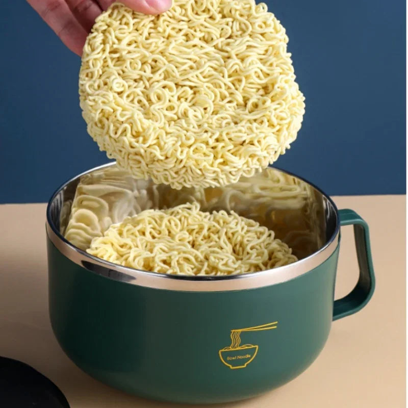 Stainless Steel Ramen Bowl with Lid – Heat-Resistant Noodle Bowl for Instant Meals