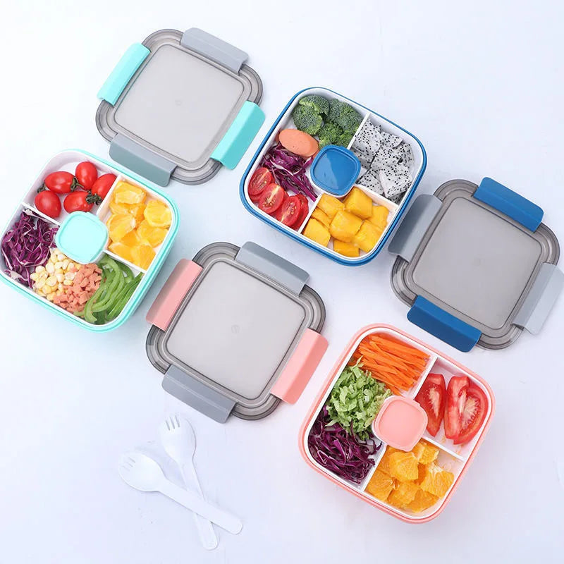All-in-One Salad Lunch Box with Compartments & Sauce Container