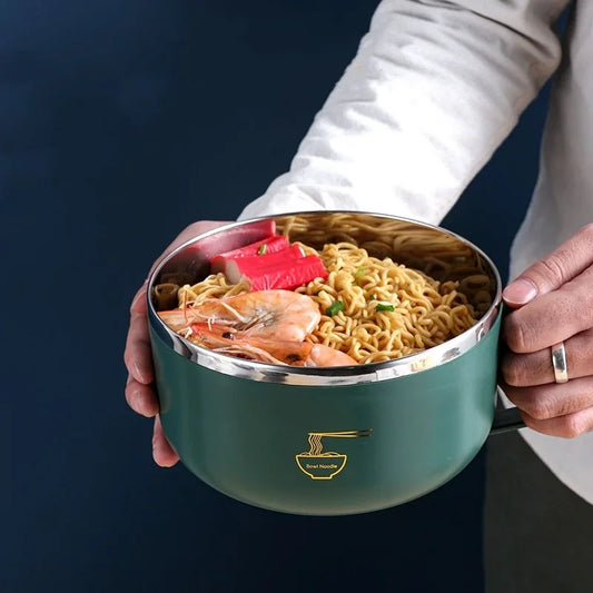 Stainless Steel Ramen Bowl with Lid – Heat-Resistant Noodle Bowl for Instant Meals