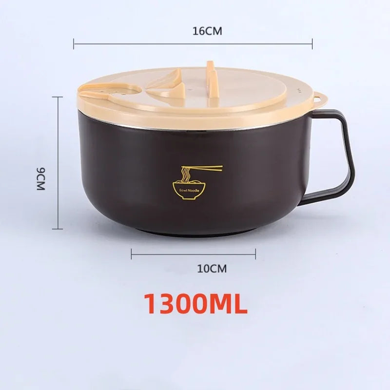 Stainless Steel Ramen Bowl with Lid – Heat-Resistant Noodle Bowl for Instant Meals