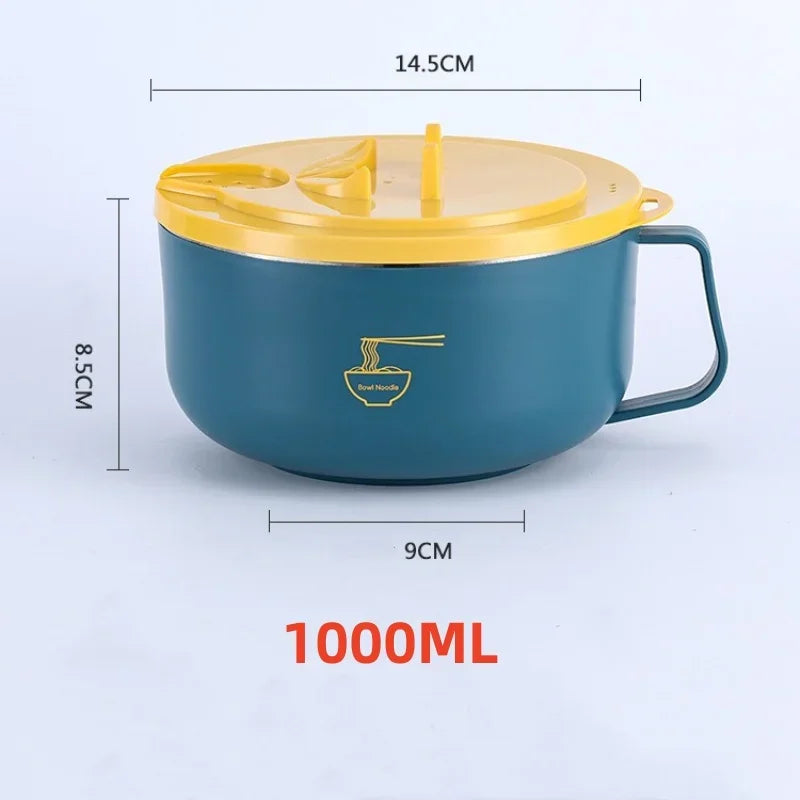 Stainless Steel Ramen Bowl with Lid – Heat-Resistant Noodle Bowl for Instant Meals